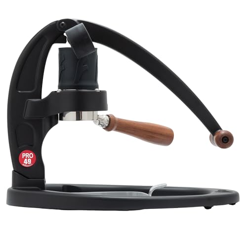 Flair UPDATED 49 PRO (Black) - All manual 49mm lever espresso maker with handled portafilter, pressure gauge and no plastics in brew path