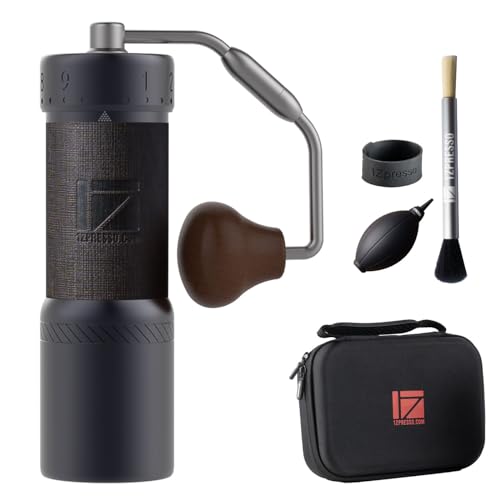 1Zpresso J-Ultra Manual Coffee Grinder Iron Gray, Conical Burr, Foldable Handle, Magnet Catch Cup Capacity 40g, Numerical Adjustable Finely Setting, Faster Grinding Efficiency Idea