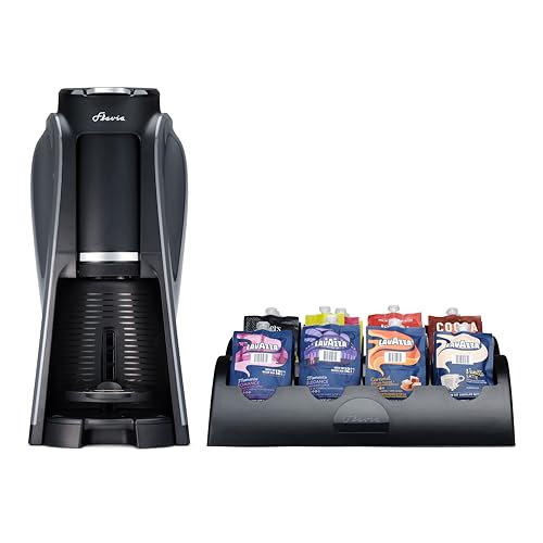 Flavia Aroma Brewer Bundle with 84 Freshpacks and 1 Merchandiser - Coffee Machine, Makes Coffee, Lattes, Tea, and other Hot or Iced Beverages, Multiple Brew Sizes, Black, Works ONLY with Freshpacks