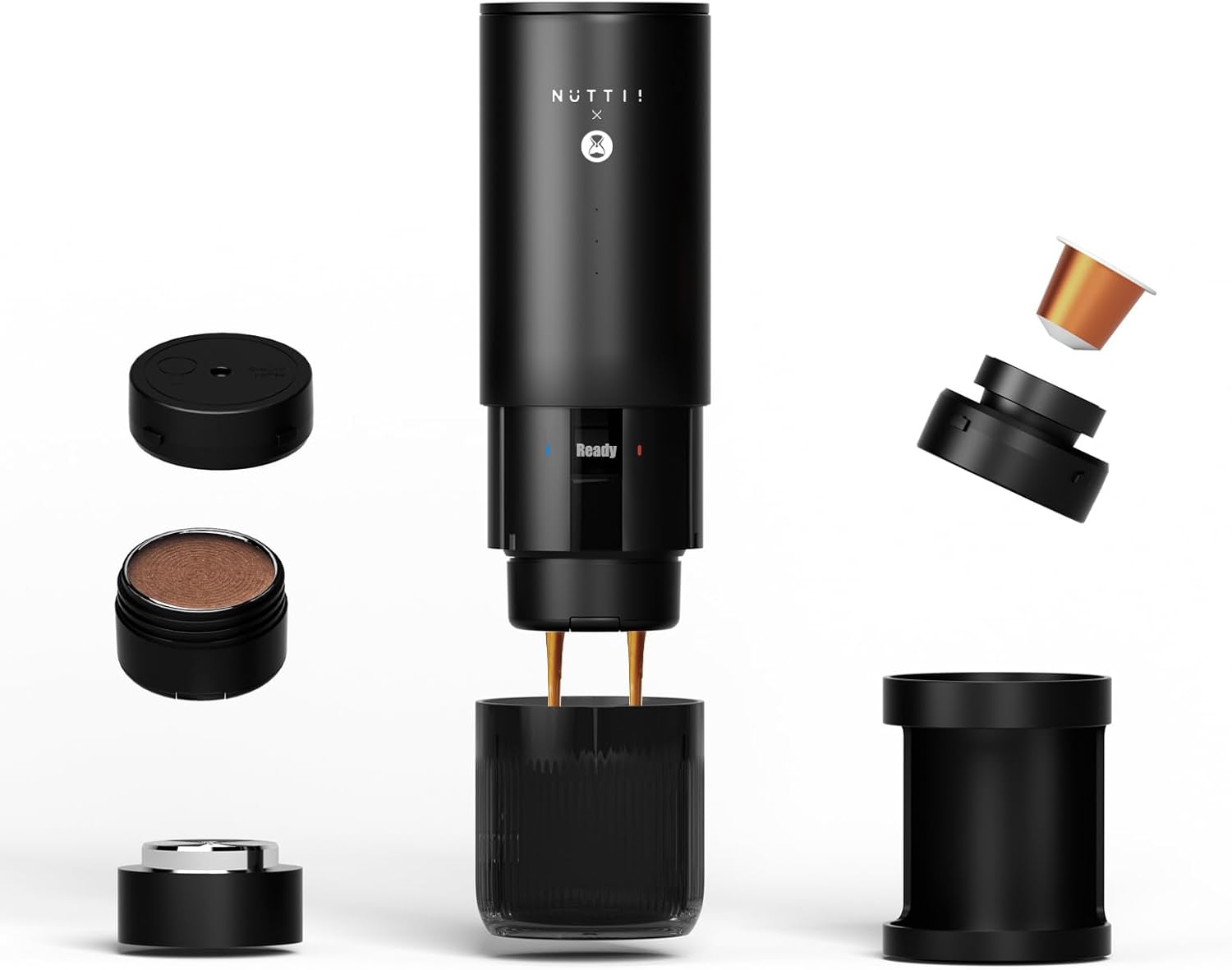 Nuttii E-Coffee Portable Espresso Machine, 20 Bar Self-Heating Travel Coffee Maker, Precise Pressure Control for Golden Ex...