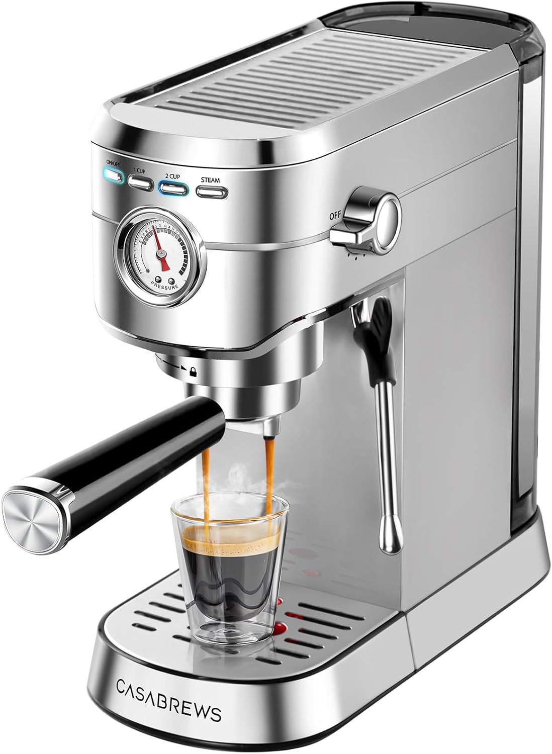 CASABREWS CM5418 Espresso Machine 20 Bar, Compact Espresso Maker with Steam Milk Frother, Stainless Steel Coffee Machine w...