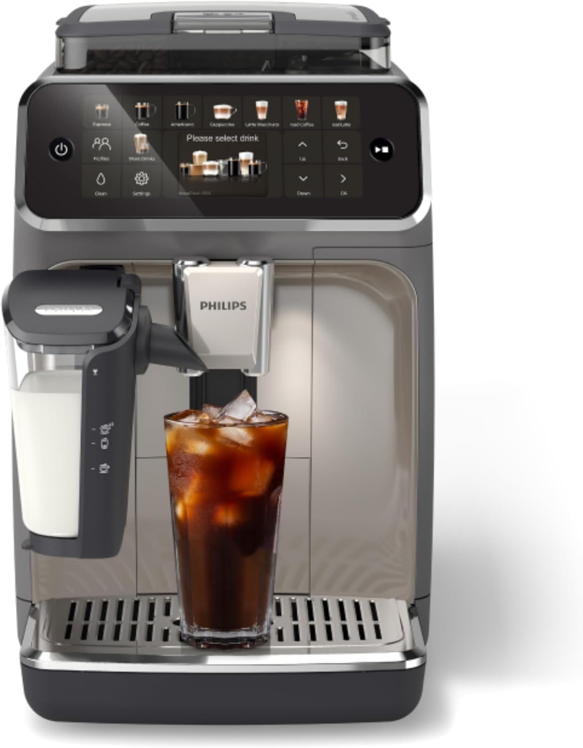 Philips 5500 Series Fully Automatic Espresso Machine, LatteGo Milk System, Integrated Grinder, 20 Hot & Iced Coffee Pre-Se...