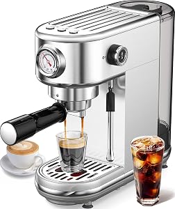 atatix Espresso Machine with Milk Frother, 20 Bar Pressure Espresso Maker, with 44OZ Remov
