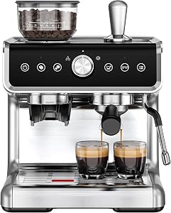 EUHOMY Espresso Machine with Grinder, 20 Bar Professional Espresso Coffee Maker for Home,w