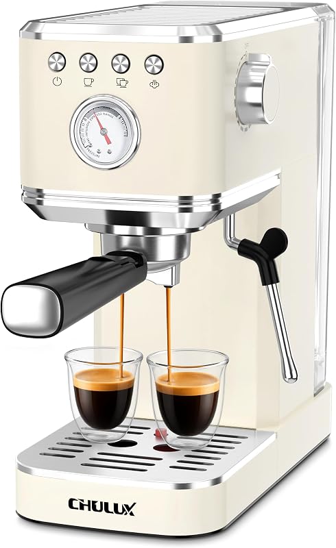 CHULUX Slim Espresso Machine with Milk Frother