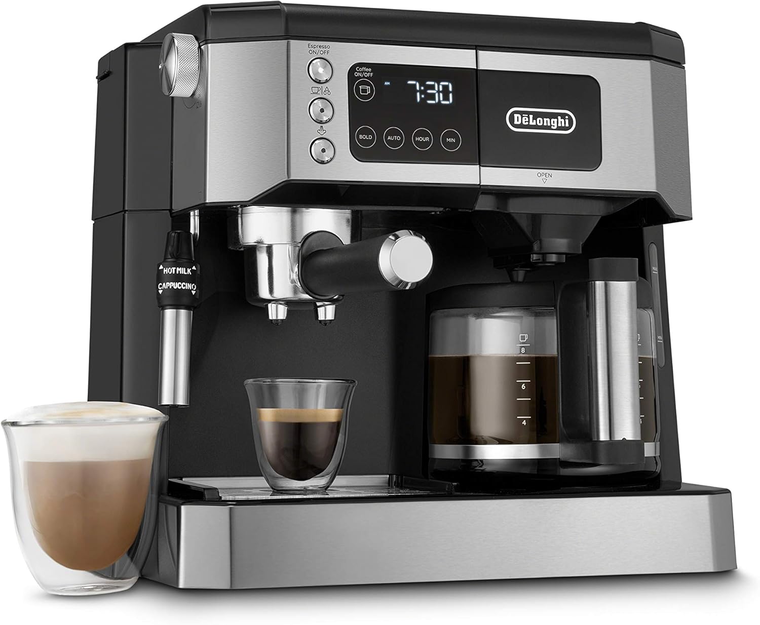 De'Longhi UPGRADED All-in-One Combination Coffee Maker & Espresso Machine + Advanced Adjustable Milk Frother for Cappuccin...