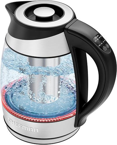 Chefman Electric Kettle with Temperature Control, 5 Presets LED Indica — Size, capacity and configuration compared